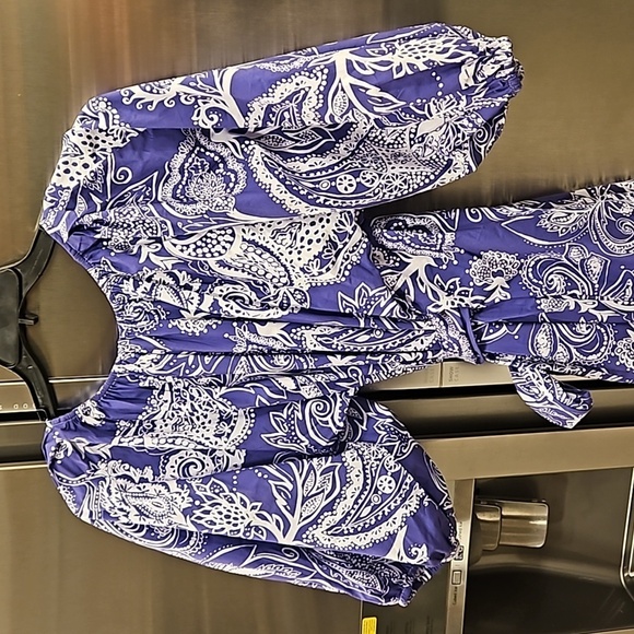 💕MARA HOFFMAN💕 Fila Dress ~ Purple with White Abstract Print Small S NWT - Picture 12 of 16